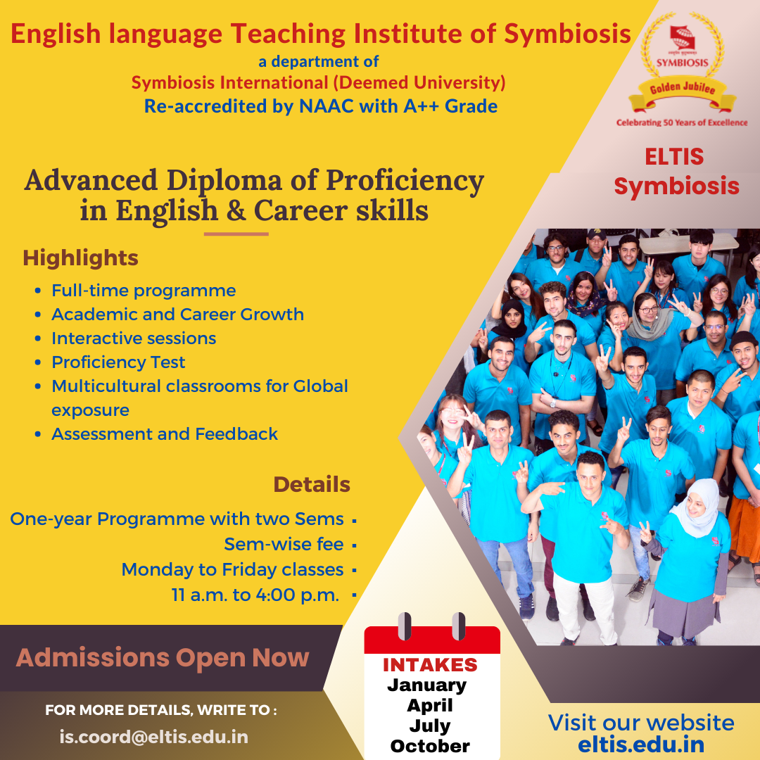 Advance Diploma In Proficiency In English & Career skills - English Language Teaching Institute Of Symbiosis